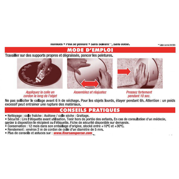 Colle Néoprène Gel Fixer Sans Percer Sader, 50g