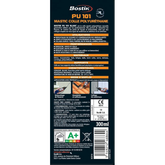 Colle Mastic Hybrid Polyuréthan Pu 101 Bostik, 300ml