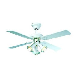 Farelek - Maldives O 107 Cm - Ventilateur De Plafond Reversible, 4 Pales Laquees Blanc + Eclairage 3 Spots 60 Watts E14 - 11261