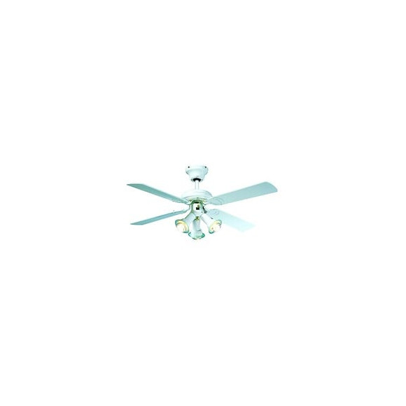 Farelek - Maldives O 107 Cm - Ventilateur De Plafond Reversible, 4 Pales Laquees Blanc + Eclairage 3 Spots 60 Watts E14 - 11261