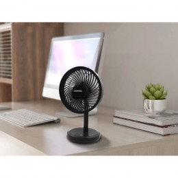 Oceanic Mini Ventilateur Usb Rechargeable - Diametre 15 Cm - 4 W - 4 Vitesses - Batterie Li-ion 2,6 Ah - Noir