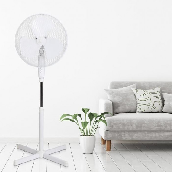 Oceanic Ventilateur Sur Pied 45 Watts - Diametre 40 Cm - Hauteur Reglable - Oscillation - Blanc