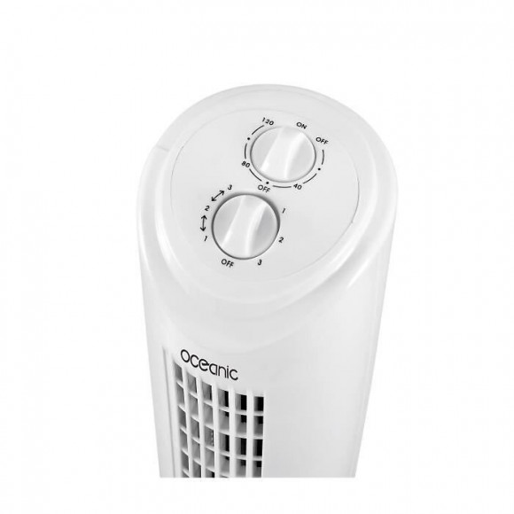 Oceanic Ventilateur Colonne 81 Cm - 45 Watts - 3 Vitesses - Oscillant - Minuterie - Blanc