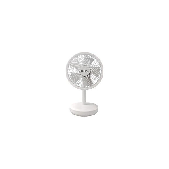 Oceanic Mini Ventilateur Usb Rechargeable - Diametre 15 Cm - 4 W - 4 Vitesses - Batterie Li-ion 2,6 Ah - Blanc