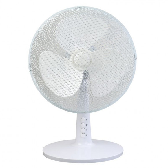 Dtools - Ventilateur De Table - Puissance 35 W - Diamètre 12" - 3 Niveaux De Vitesse - Blanc