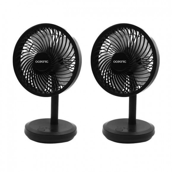 Oceanic Mini Ventilateur Usb Rechargeable - Diametre 15 Cm - 4 W - 4 Vitesses - Batterie Li-ion 2,6 Ah - Blanc