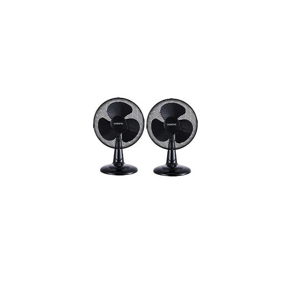 Oceanic Pack De 2 Ventilateurs De Table - 40 Watts - Diametre 30 Cm - 3 Vitesses - Oscillant - Noir