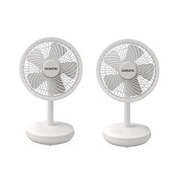 Oceanic Mini Ventilateur Usb Rechargeable - Diametre 15 Cm - 4 W - 4 Vitesses - Batterie Li-ion 2,6 Ah - Blanc