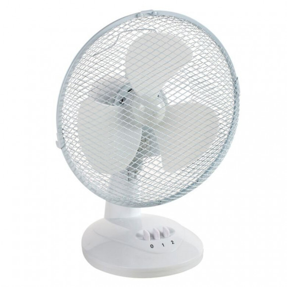 Dtools - Ventilateur De Table - Puissance 30w - Diamètre 23cm - 2 Niveaux De Vitesse - Blanc