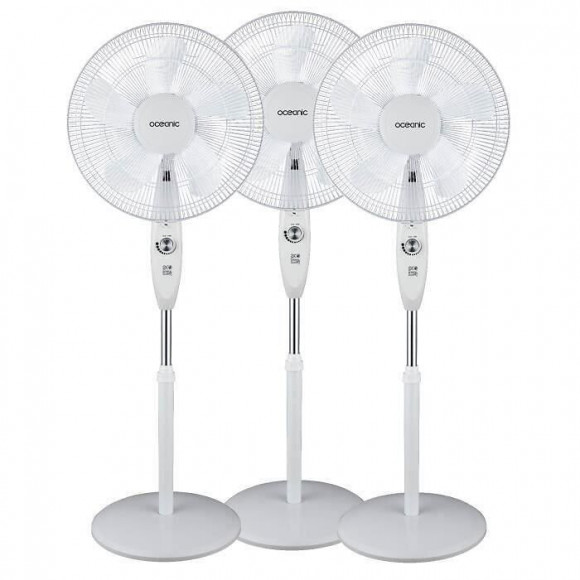 Oceanic Pack De 3 Ventilateurs Sur Pied 35 W - Dc - O 40 Cm - Silencieux - Oscillation - Blanc