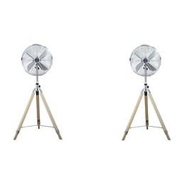 Oceanic Ventilateur Trepied 50 W - Diametre 40 Cm - Hauteur Reglable - Oscillation - Inox Et Bois
