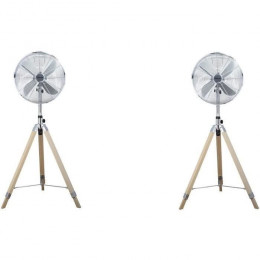 Oceanic Ventilateur Trepied 50 W - Diametre 40 Cm - Hauteur Reglable - Oscillation - Inox Et Bois