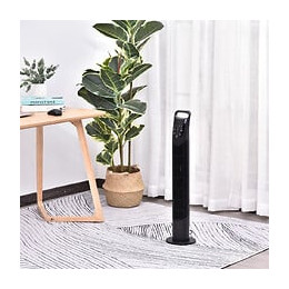 Ventilateur Colonne Tour Oscillant Silencieux 40 W Télécommande Panneau Contrôle Tactile 3 Vitesses Ø 18 X 78h Cm Noir