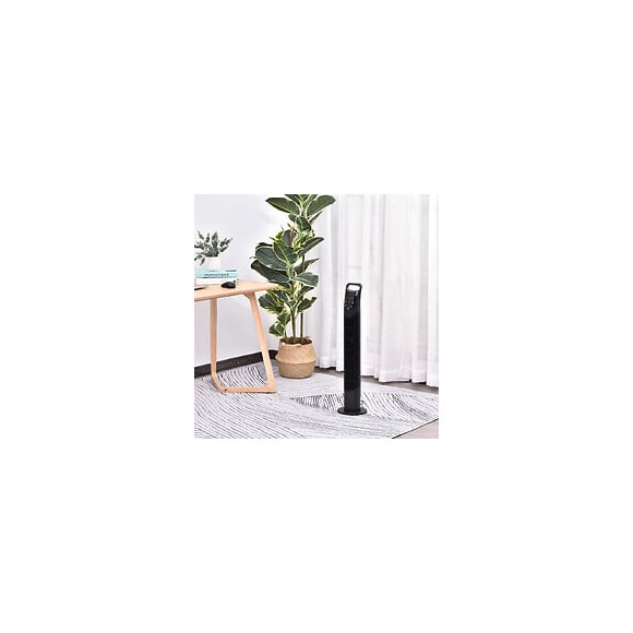 Ventilateur Colonne Tour Oscillant Silencieux 40 W Télécommande Panneau Contrôle Tactile 3 Vitesses Ø 18 X 78h Cm Noir