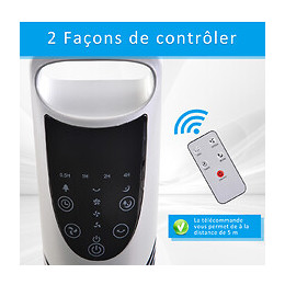 Ventilateur Colonne Tour Oscillant Silencieux 40 W Télécommande Panneau Contrôle Tactile 3 Vitesses Ø 18 X 78h Cm Noir