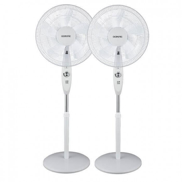 Oceanic Pack De 2 Ventilateurs Sur Pied 35 W - Dc - O 40 Cm - Silencieux - Oscillation - Blanc