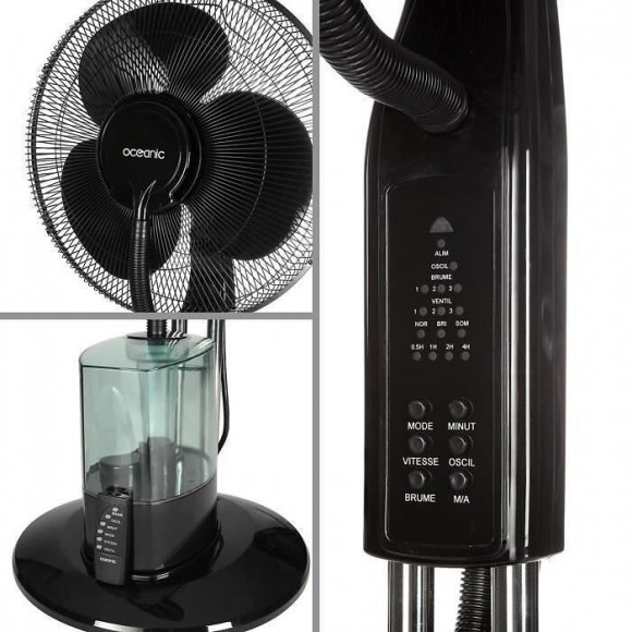 Oceanic Ventilateur Brumisateur Sur Pied - 85 Watts - O : 40 Cm - Oscillation - Telecommande - Silencieux