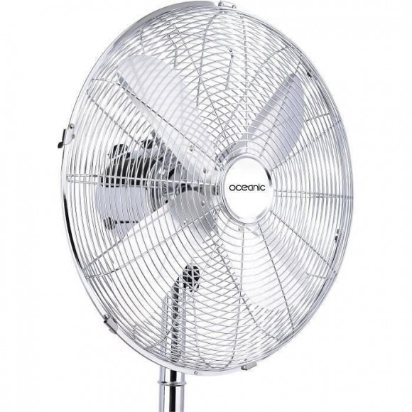 Oceanic Ventilateur Trepied 50 W - Diametre 40 Cm - Hauteur Reglable - Oscillation - Inox Et Bois
