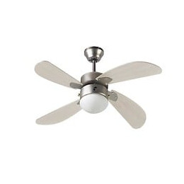 Farelek - Bermudes O 107 Cm - Ventilateur De Plafond Reversible, 4 Pales Chene Clair + Eclairage 1 Globe 60w E27 - 112423