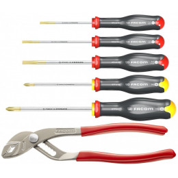 Jeu De 5 Tournevis 3.5-4-5.5, Ph1-ph2 Facom + 1 Pince