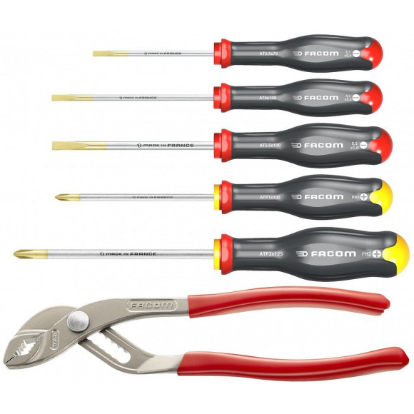 Jeu De 5 Tournevis 3.5-4-5.5, Ph1-ph2 Facom + 1 Pince