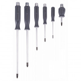 Power Tool - Jeu De Tournevis Essentiels 12 Pcs - Avec Valise - Tournevis Plats/croix - Tête Aimantée - Gris