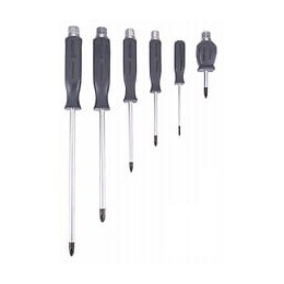 Power Tool - Jeu De Tournevis Essentiels 12 Pcs - Avec Valise - Tournevis Plats/croix - Tête Aimantée - Gris