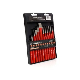 Dcraft - Coffret De Poinçons, Pointerolles Et Burins - 12 Outils - Lot D'outils D'atelier - Orange