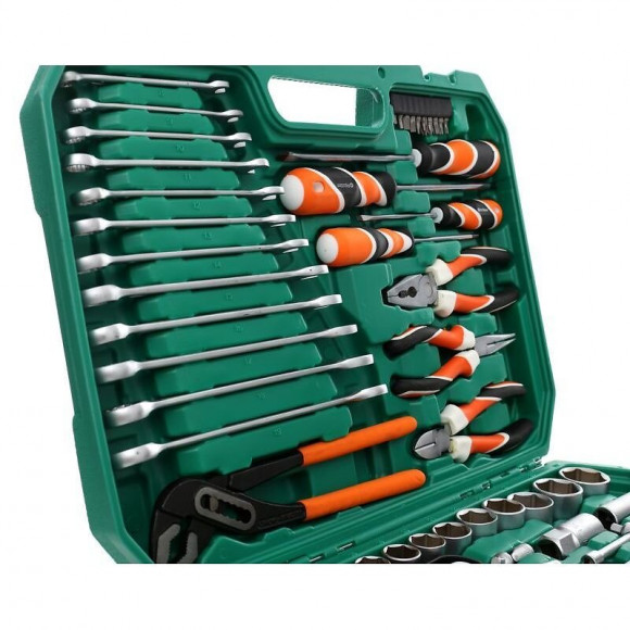 Dcraft - Set De Clés - 122 Pièces - Ensemble D'outils D'atelier Organisé Dans Une Mallette - Vert