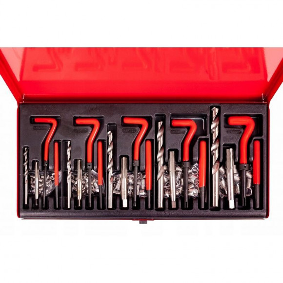 Dcraft - Coffret Avec Outils - 131 Pièces - Mallette Avec Outils - Acier Trempé - Filets + Broches  + Tarauds - Rouge