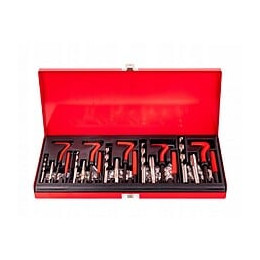 Dcraft - Coffret Avec Outils - 131 Pièces - Mallette Avec Outils - Acier Trempé - Filets + Broches  + Tarauds - Rouge