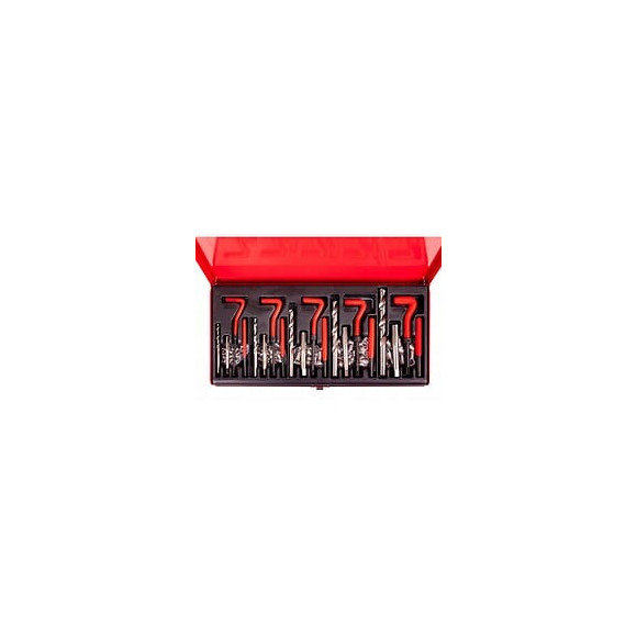 Dcraft - Coffret Avec Outils - 131 Pièces - Mallette Avec Outils - Acier Trempé - Filets + Broches  + Tarauds - Rouge