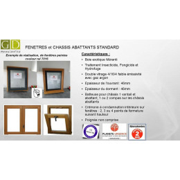 Fenetre 2 Vantaux En Bois   Hauteur 125 X Largeur 110 (cotes Tableau)