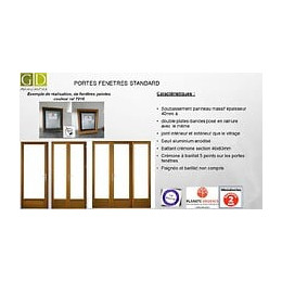 Porte Fenetre 1 Vantail En Bois   Hauteur 215 X Largeur 80 Tirant Droite (cotes Tableau)