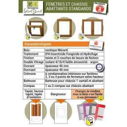 Fenetre 3 Vantaux En Bois   Hauteur 125 X Largeur 180 (cotes Tableau)