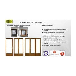 Porte Fenetre 1 Vantail En Bois   Hauteur 215 X Largeur 90 Tirant Droite (cotes Tableau)