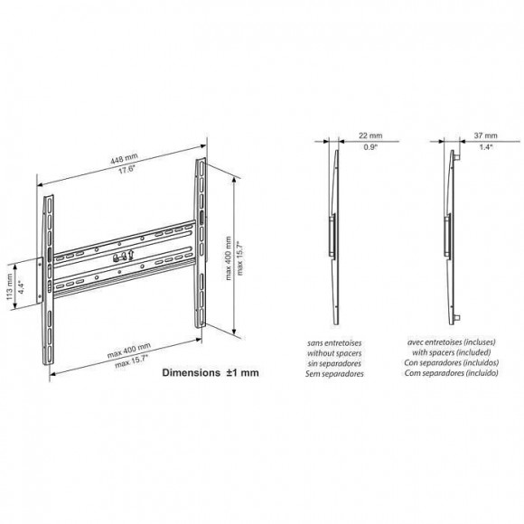 Continental Edison Support Tv Fixe Tv 40-65 Vesa 400*400