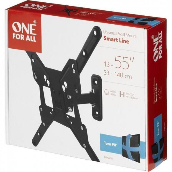 One For All Wm2441 Support Mural Inclinable Et Orientable A 90 Pour Tv De 33 A 140cm 13-55