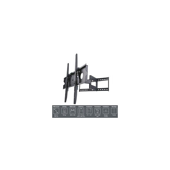 Inotek Pro M1 3265 Support Tv Mural - Pour Tv 32 A 65 81 A 165 Cm - Inclinable Et Orientable - Noir