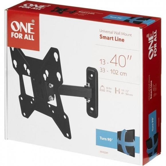 One For All Wm2241 - Support Mural Avec Reglage Dinclinaison Et De Rotation 90 Pour Tv De 13 A 40 33 A 102cm - Noir