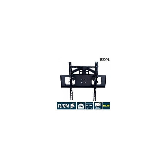 Support Plasma / Lcd / Led 30-65 Pouces Max.60kg Articulé, Deux Bras Et Edm Swing Noir