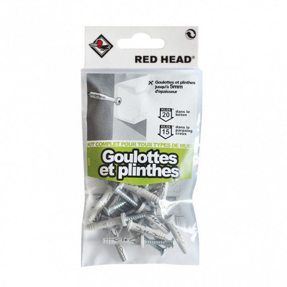 Kit Chevilles À Expansion Goulotte Et Plinthe Red Head, Diam.5 X L.25 Mm