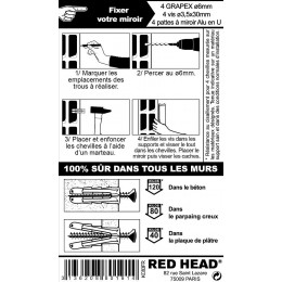 Kit Chevilles À Expansion Miroir Red Head, Diam.6 X L.25 Mm