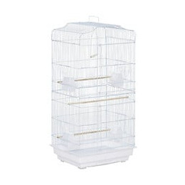 Cage À Oiseaux Volière Avec Mangeoires Perchoirs Plateau Amovible 2 Portes Dim. 46,5l X 35,5l X 92h Cm Métal Blanc