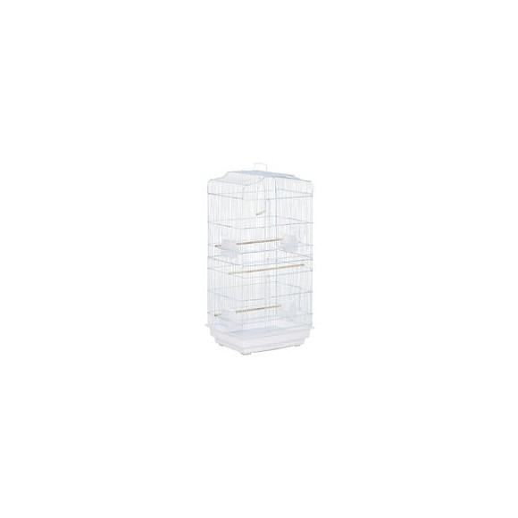 Cage À Oiseaux Volière Avec Mangeoires Perchoirs Plateau Amovible 2 Portes Dim. 46,5l X 35,5l X 92h Cm Métal Blanc