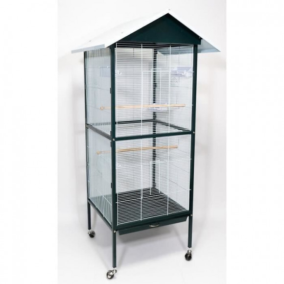 Aime Voliere - Blanc Et Vert - 60 X 60 X 167 Cm - Accessoires Inclus - Pour Oiseaux