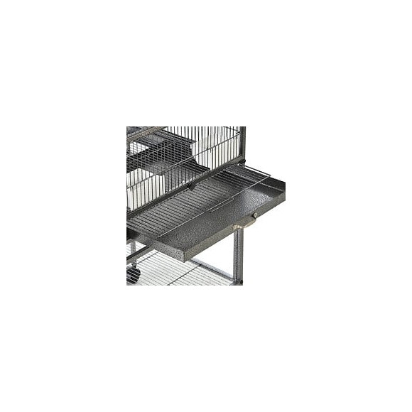 Cage À Oiseaux Avec Séparation Mangeoire Et Perchoir 95l X 45l X 102h Cm Noir Et Gris