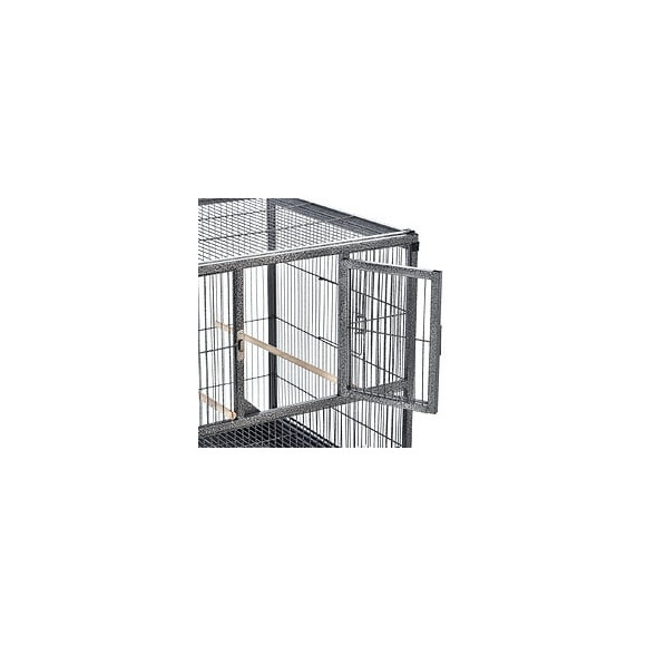 Cage À Oiseaux Avec Séparation Mangeoire Et Perchoir 95l X 45l X 102h Cm Noir Et Gris