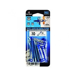 Lot De 10 Chevilles Et Vis Couleur Red Head, Diam.8 Mm X L.50 Mm