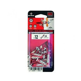 Lot De 12 Chevilles Et Vis Couleur Red Head, Diam.6 Mm X L.37 Mm